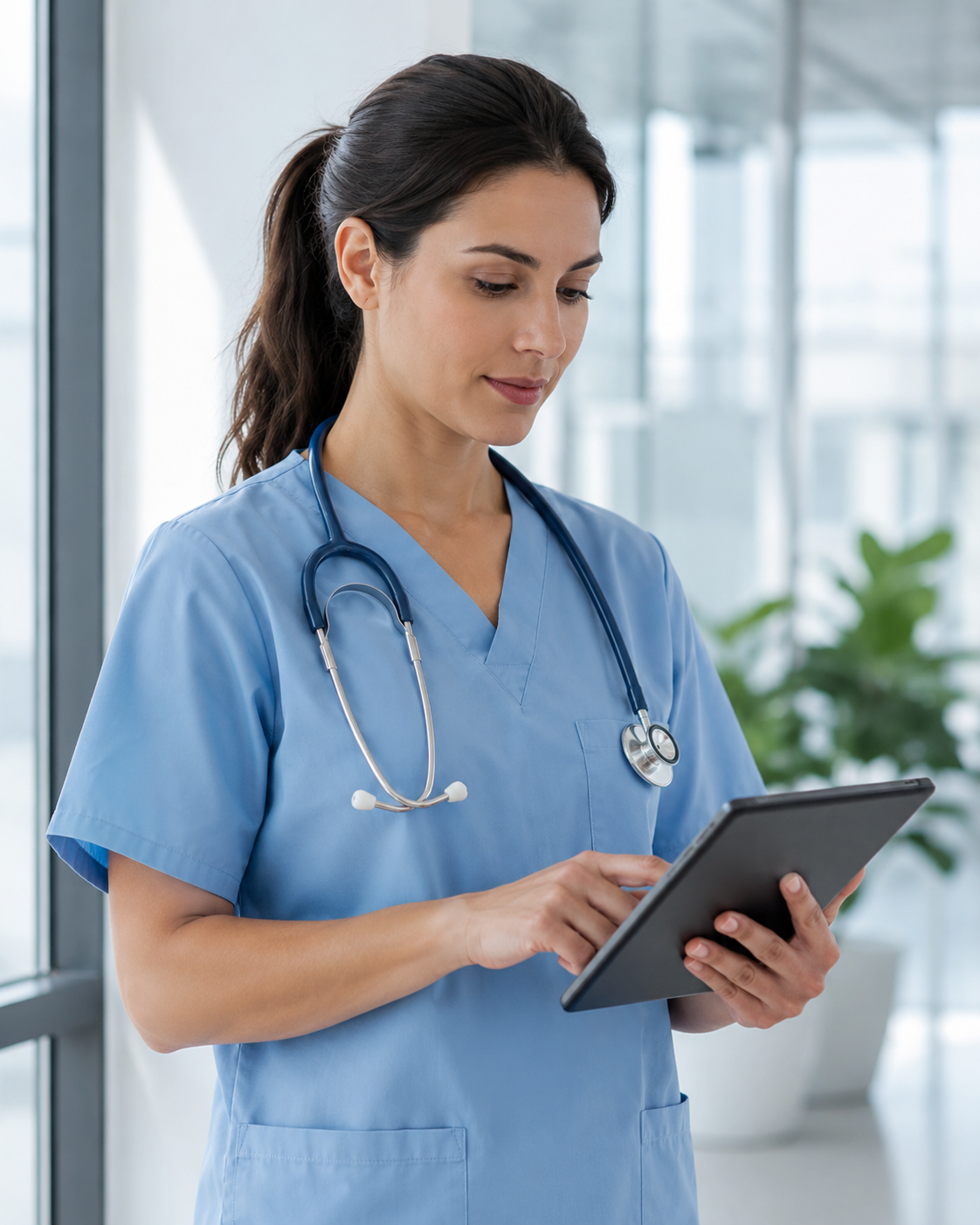 Clinician reviewing professional information