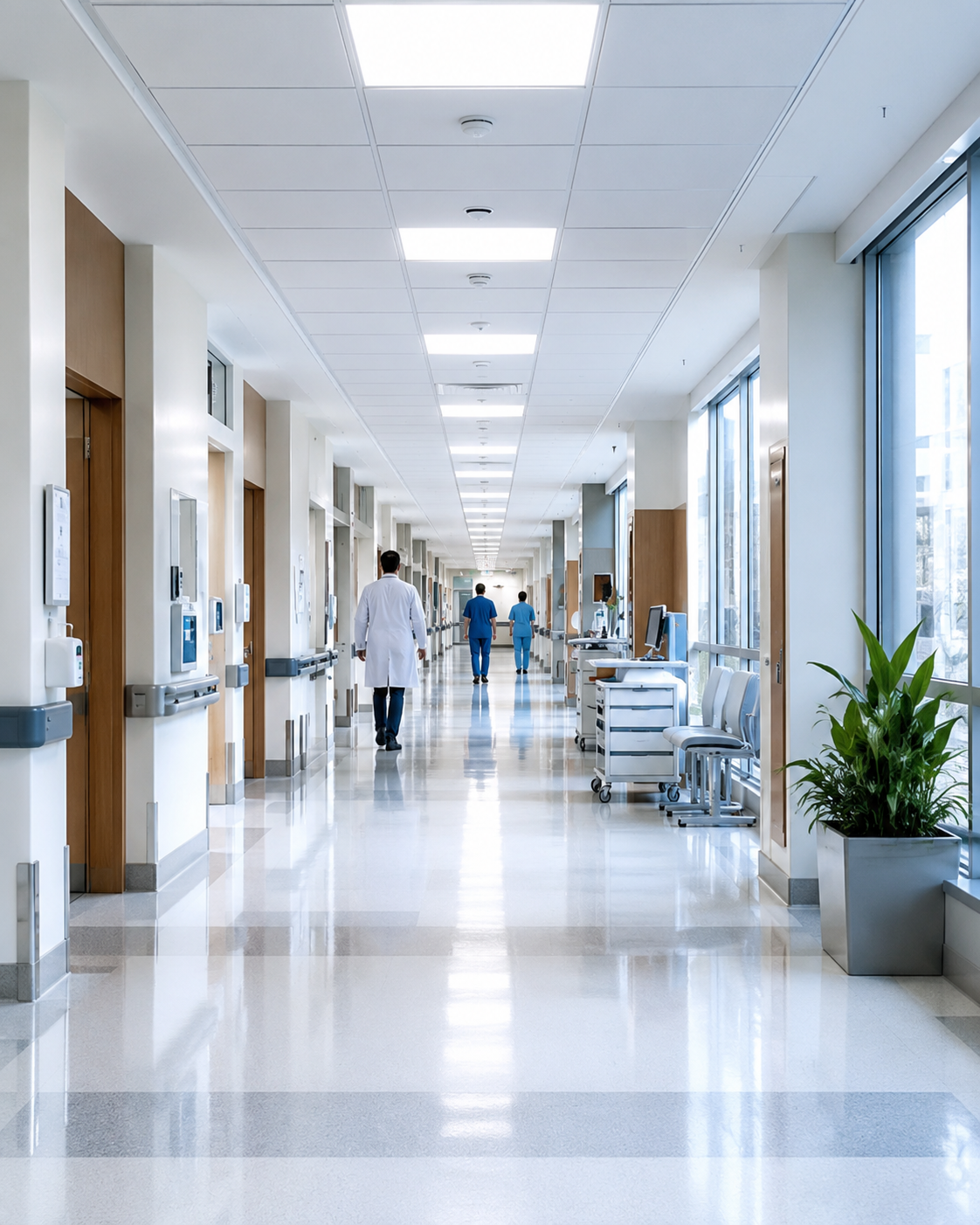 Modern hospital corridor